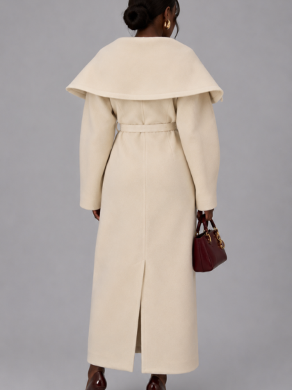 Off Shoulder Wool Coat