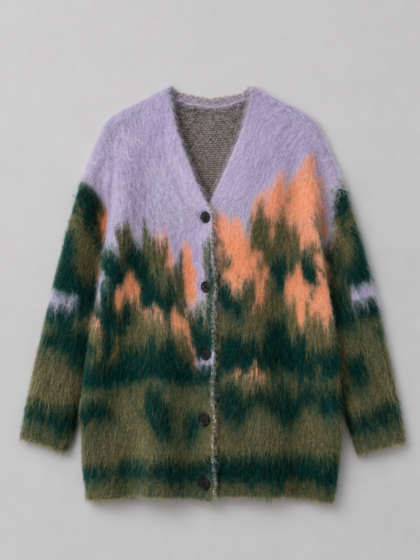 Printed V-Neck Cardigan