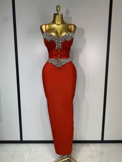 Bodycon Bandage Dress Backless Luxury Rhinestone