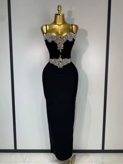 Bodycon Bandage Dress Backless Luxury Rhinestone