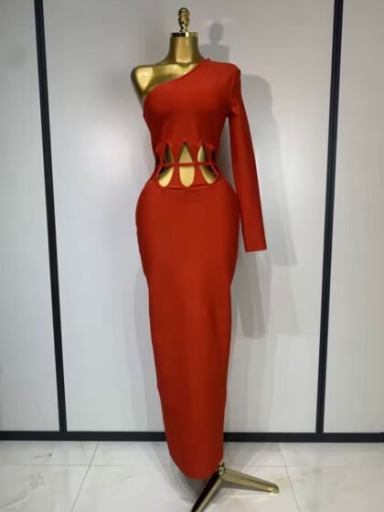 One Shoulder Cut Out Bodycon Bandage Dresses