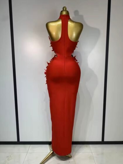 Sleeveless Flower Hollow cut out bandage dress