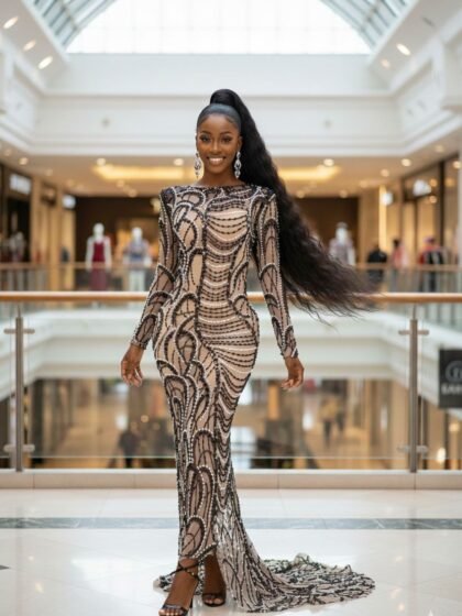 Double Color Pearl Mesh Dress