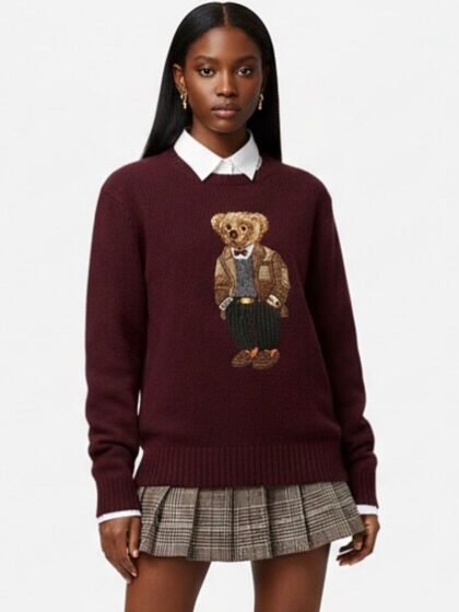 Embroidery Bear Knit Sweater