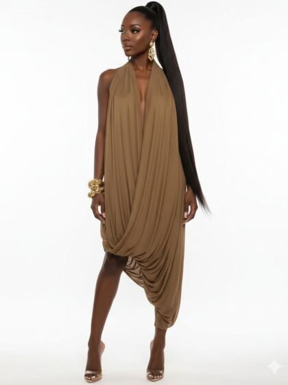 Ruched Halter Maxi Dress