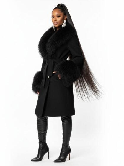 Real Mongolian Sheep Fur Cashmere Coat