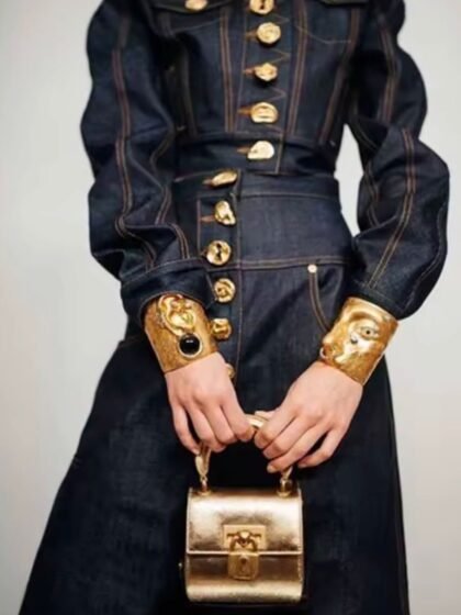 Spliced Button Two Piece Skirt Set