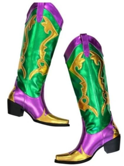 Vibrant Mardi Gras Cowboy Boots