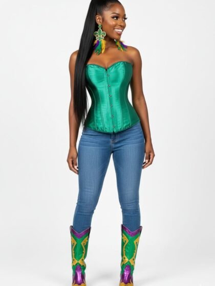 Vibrant Mardi Gras Cowboy Boots