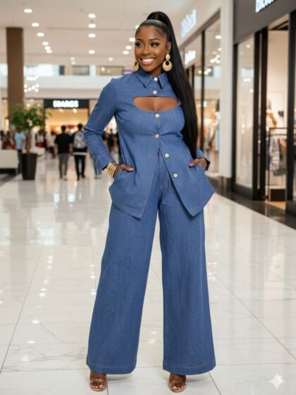 High Waist Loose Denim Set