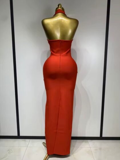 Halter Neck Cut Out Backless Bandage Long Dress