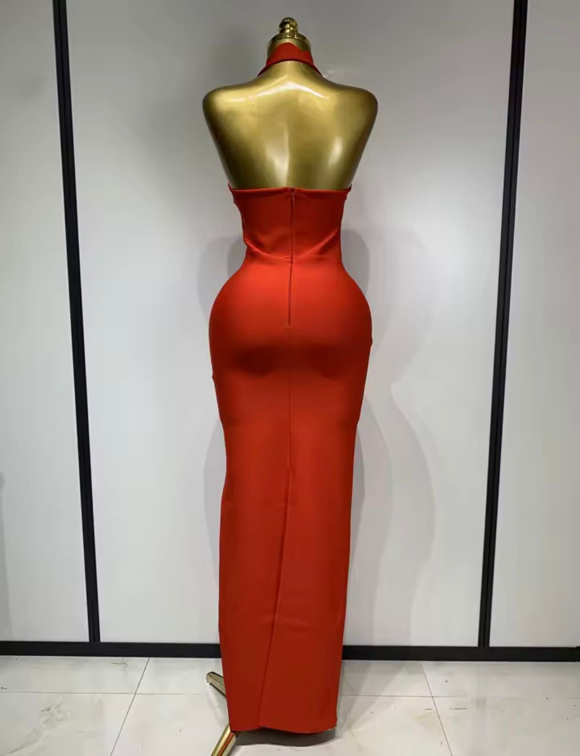 Halter Neck Cut Out Backless Bandage Long Dress