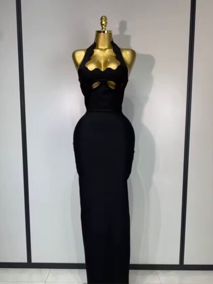 Halter Neck Cut Out Backless Bandage Long Dress