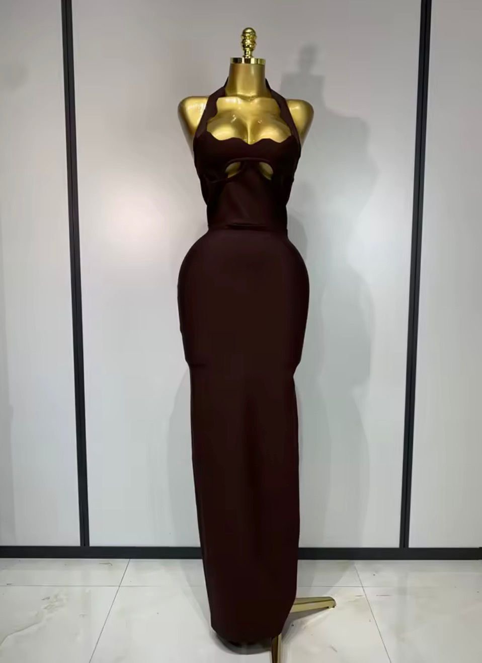 Halter Neck Cut Out Backless Bandage Long Dress