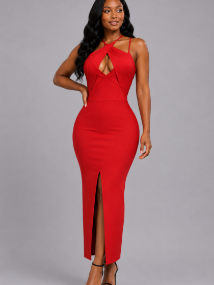 Red Backless Bandage Dress