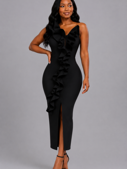 Ruffle Bandage Midi Dress