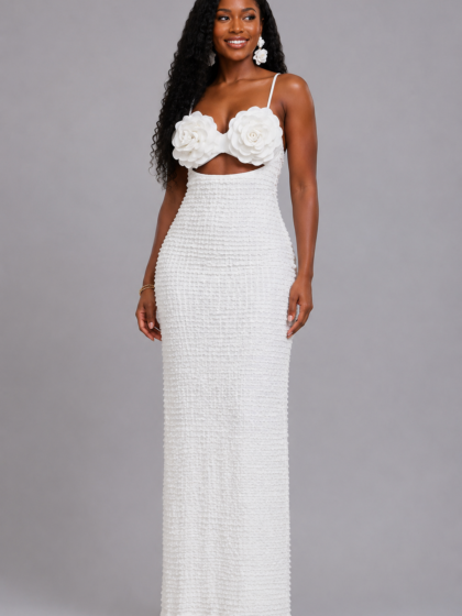 Elegant Floral Ruffle Maxi Dress