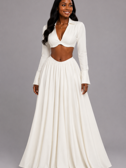 Pleated Two-Piece Skirt Set