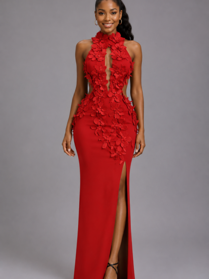 Floral Hollow Bandage Dress