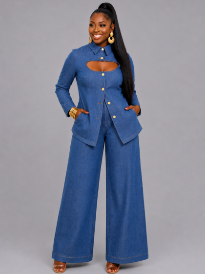 High Waist Denim Set