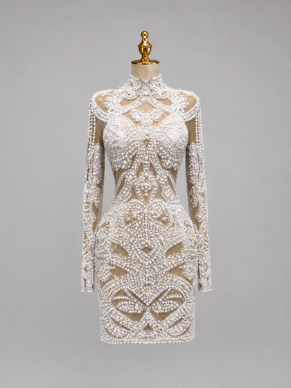 Pearl Mesh Rhinestone Dress