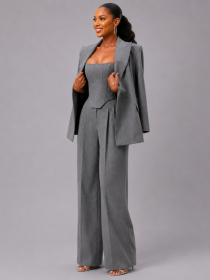 Solid Blazer Pants Set