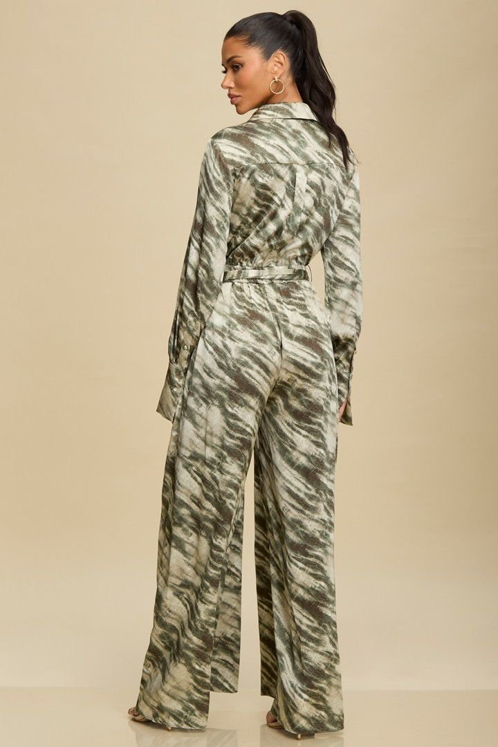 Texture Animal Print Jumpsuit
