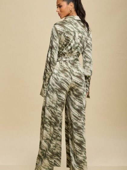 Texture Animal Print Jumpsuit