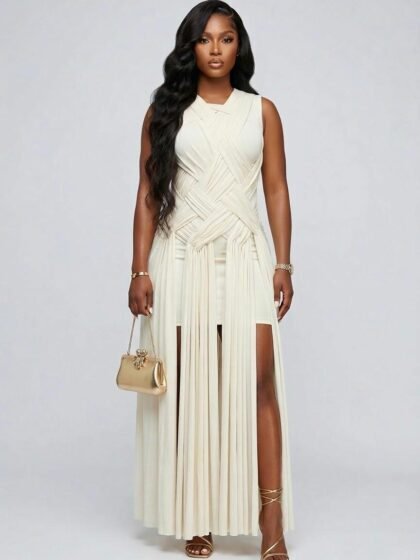 Basket Weave Sleeveless Dress