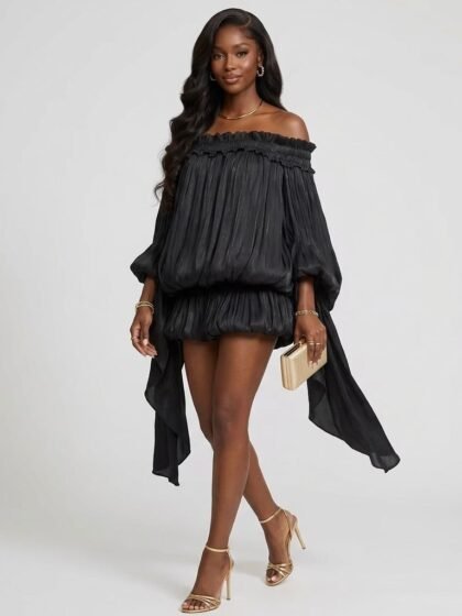 Loose Spliced Folds Dress