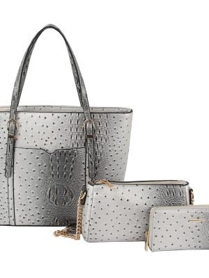 Ostrich Croc Shopper Set