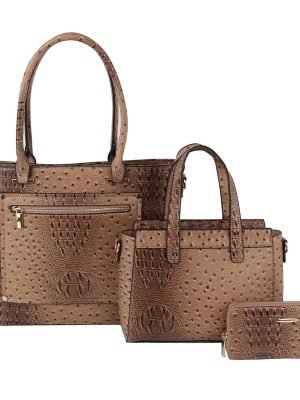 Ostrich Croc Front Pocket 3-in-1 Shopper Set