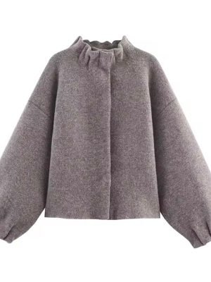 High Neck Jacket Mini Skirt Set