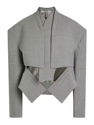 Grey Solid Irregular Blazer