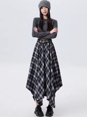Plaid Midi Skirt