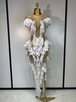 Sparkly Diamond Mesh See Through Maxi Long Dress