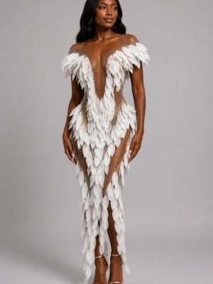 Sparkly Diamond Mesh See Through Maxi Long Dress